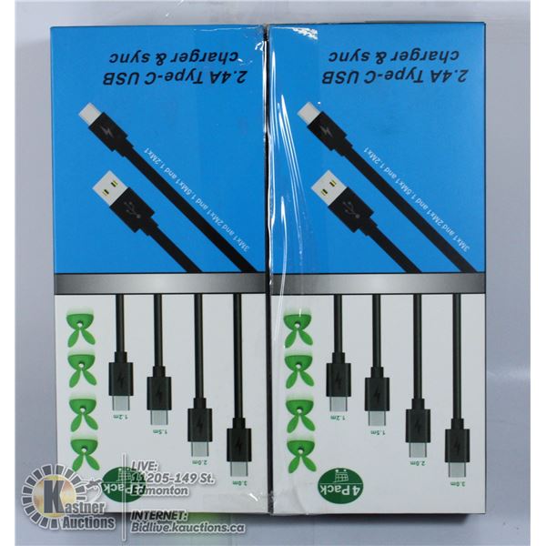 LOT OF 2 2.4A TYPE C USB CHARGER AND SYNC CABLES.