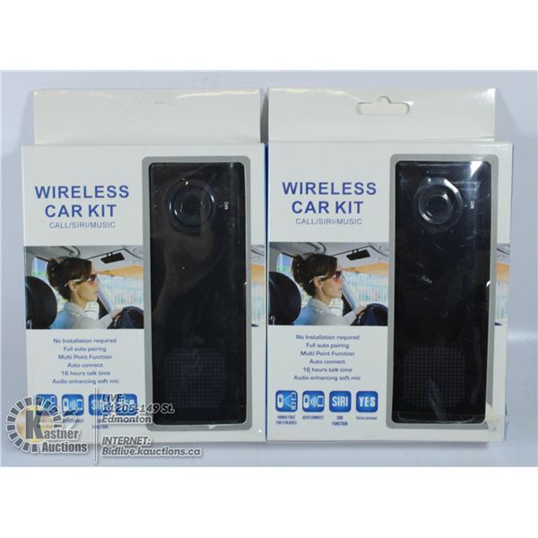 LOT OF TWO WIRELESS CAR KITS. MAKE CALLS, USE SIRI