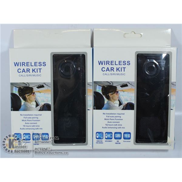 LOT OF TWO WIRELESS CAR KITS. MAKE CALLS, USE SIRI