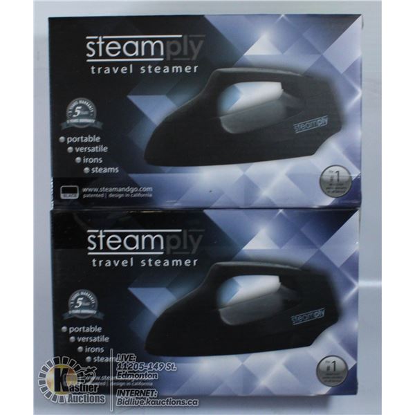 LOT OF 2 NEW STEAMPLY TRAVEL STEAMERS. BLACK.