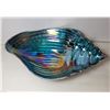 Image 1 : 17)  IRRIDESCENT BLUE, SHELL SHAPED FRUIT BOWL