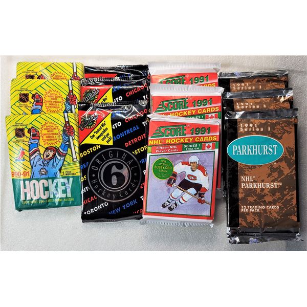13)  LOT OF 12 FACTORY SEALED VINTAGE HOCKEY