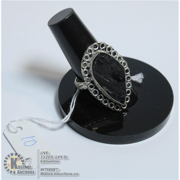 #279-NATURAL TOURMALINE RING (RAW) SIZE 10