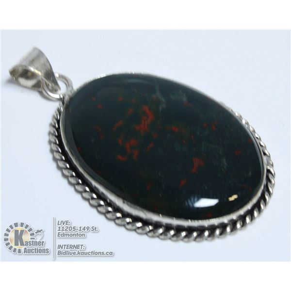 #184- NATURAL BLOODS STONE PENDANT
