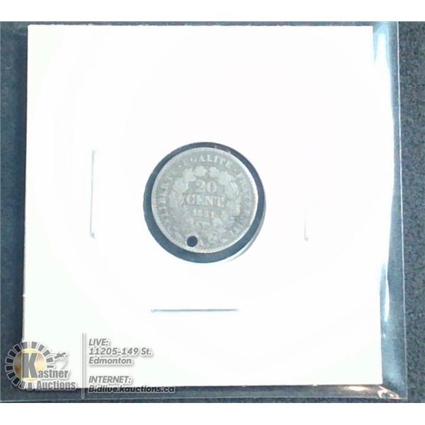 1851 FRANCE SILVER 20 CENT COIN