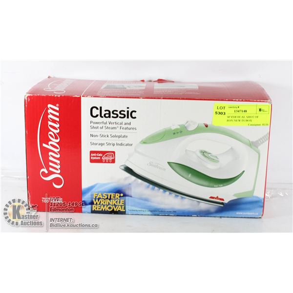 SUNBEAM VERTICAL SHOT OF STEAM IRON NEW IN BOX