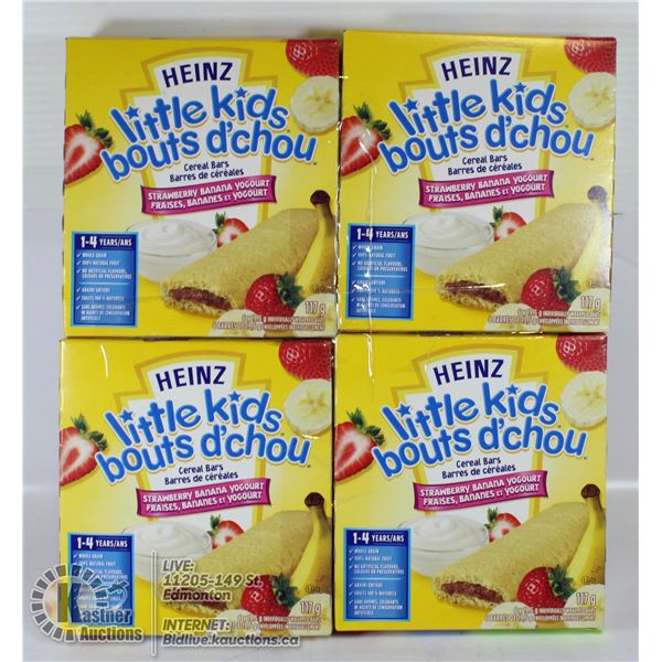 4 X HEINZ LITTLE KIDS CEREAL BARS STRAWBERRY BANAN