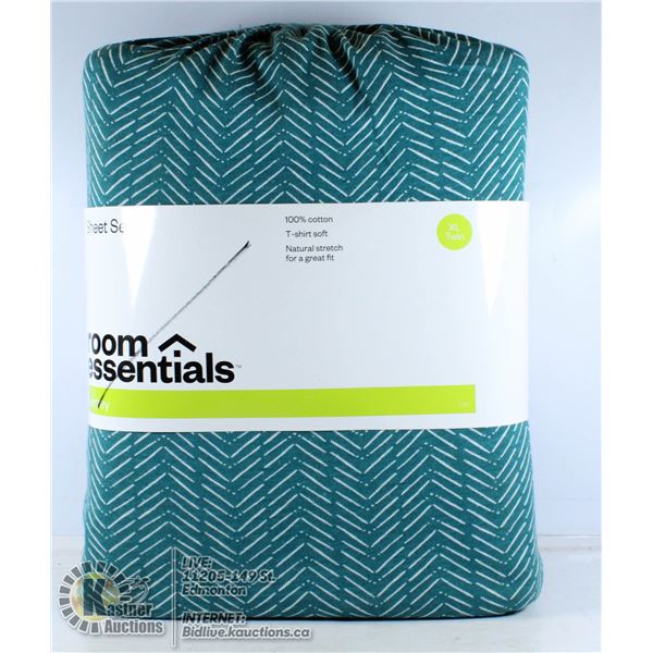 ROOM ESSENTIALS JERSEY TWIN XL SHEET SET.
