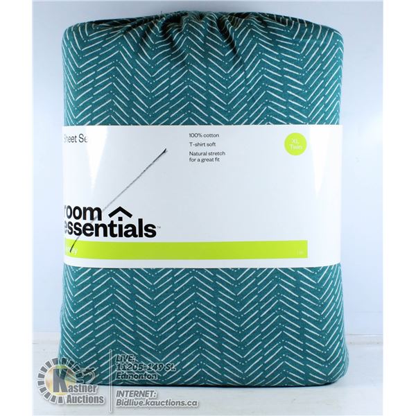 ROOM ESSENTIALS JERSEY TWIN XL SHEET SET.