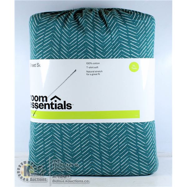 ROOM ESSENTIALS JERSEY TWIN XL SHEET SET.
