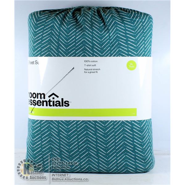 ROOM ESSENTIALS JERSEY TWIN XL SHEET SET.