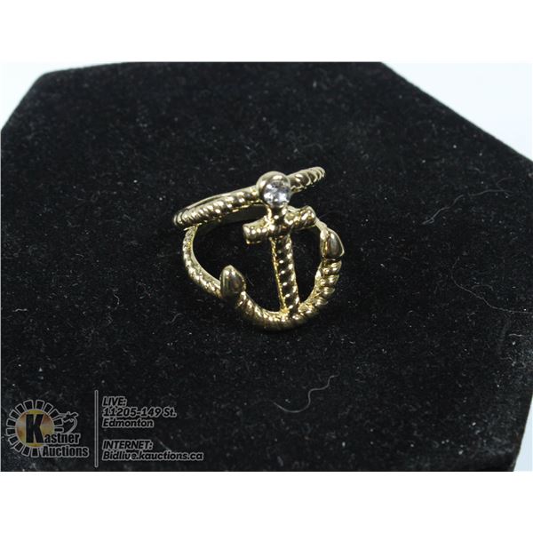 GOLDTONE DUAL ANCHOR RING