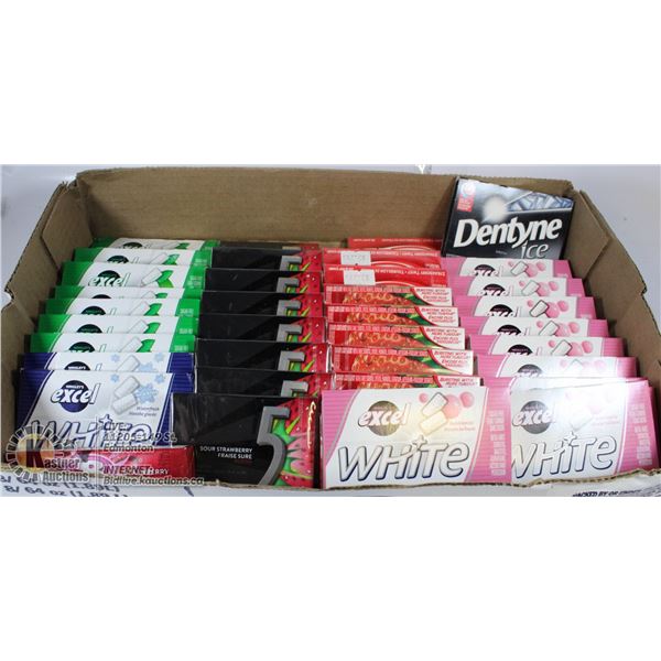 LARGE FLAT OF EXCEL, TRIDENTS, AND 5 GUM.