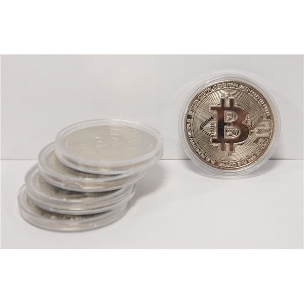 LOT OF 5 BITCOIN NOVELTY COINS