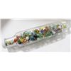 Image 1 : VINTAGE GLASS ROLLING PIN FULL OF ASSORTED MARBLES