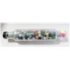 Image 1 : VINTAGE GLASS ROLLING PIN FULL OF ASSORTED MARBLES