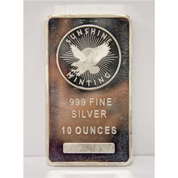 10 TROY OZ .999 SILVER BAR