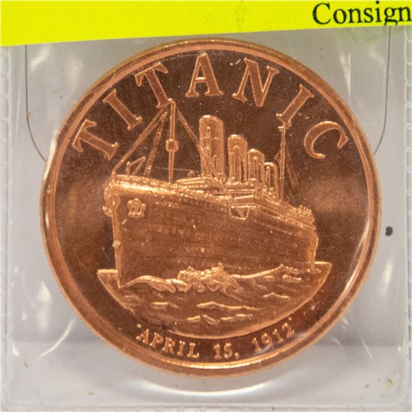 1 COPPER .999 OUNCE TITANIC COIN