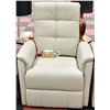 NEW BEIGE GENUINE LEATHER ELECTRIC RECLINING CHAIR