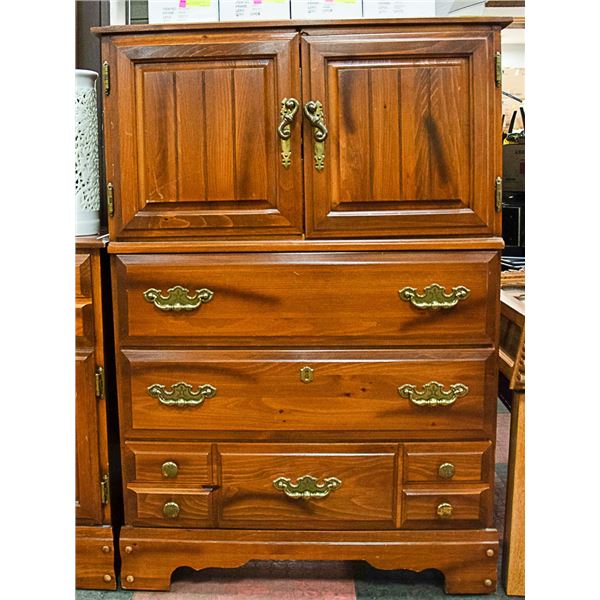 SOLID PINE DRESSER W/MIRROR & CHEST OF DRAWERS