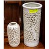 Image 1 : PAIR OF WHITE SHOWHOME VASES APPROX 8" & 14" TALL