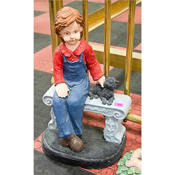 CONCRETE 18" PAINTED GIRL ON BENCH