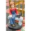 Image 1 : CONCRETE 18" PAINTED GIRL ON BENCH