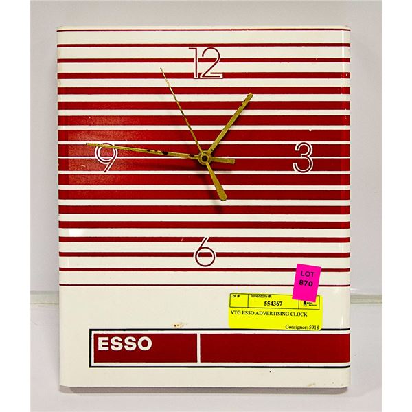 VINTAGE ESSO ADVERTISING CLOCK