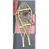 Image 1 : PAIR OF ANTIQUE TORPEDO WOODEN SNOWSHOES /W