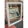 Image 2 : 27" X 33" MIRROR WITH WOOD CARVED FRAME + COUNTE
