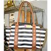 BLACK WHITE STRIPED PURSE