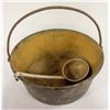 Image 1 : ANTIQUE METAL CAULDRON W/ METAL LADLE