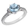 Image 1 : Certified 1.58 Ctw Aquamarine And Diamond 14K Yellow Go