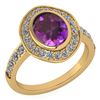 Image 1 : Certified 2.55 Ctw Amethyst And Diamond VS/SI1 Halo Rin
