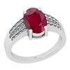 Image 1 : Certified 1.42 Ctw I2/I3 Ruby And Diamond 14K White Gol