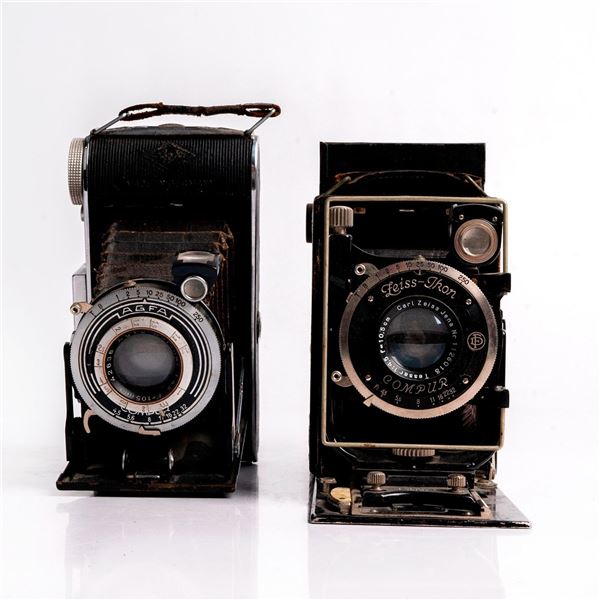 TWO VINTAGE FOLDING CAMERAS INCLUDING ZEISS