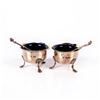 Image 1 : Hallmarked Silver Open Salt Cellars with Cobalt Glass Liner