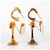 Image 6 : Pair of Brass Heron Bird Candle Holders with Faux Task Body
