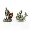 Image 1 : 2 pc Vintage Pewter Figurines, Sir Lancelot and Dragon