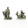 Image 2 : 2 pc Vintage Pewter Figurines, Sir Lancelot and Dragon