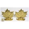 Image 1 : 2 BRASS MAPLE LEAF SHAPED BOOK ENDS