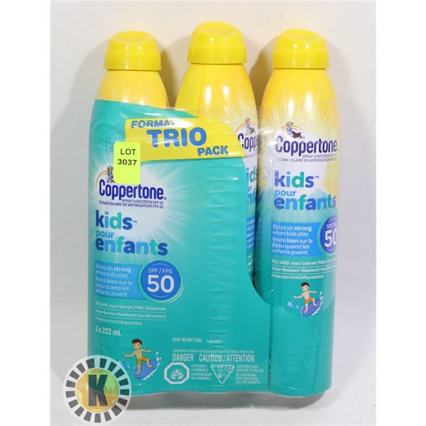 NEW THREE PACK OF COPPERTONE FOR KIDS SPF 50