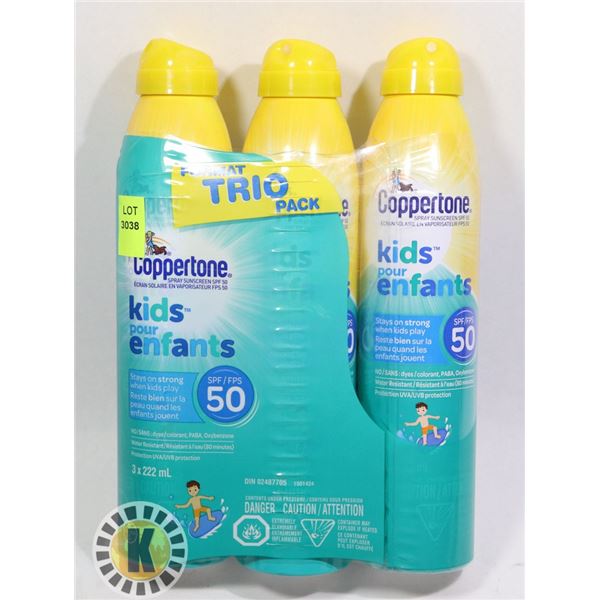 NEW THREE PACK OF COPPERTONE FOR KIDS SPF 50