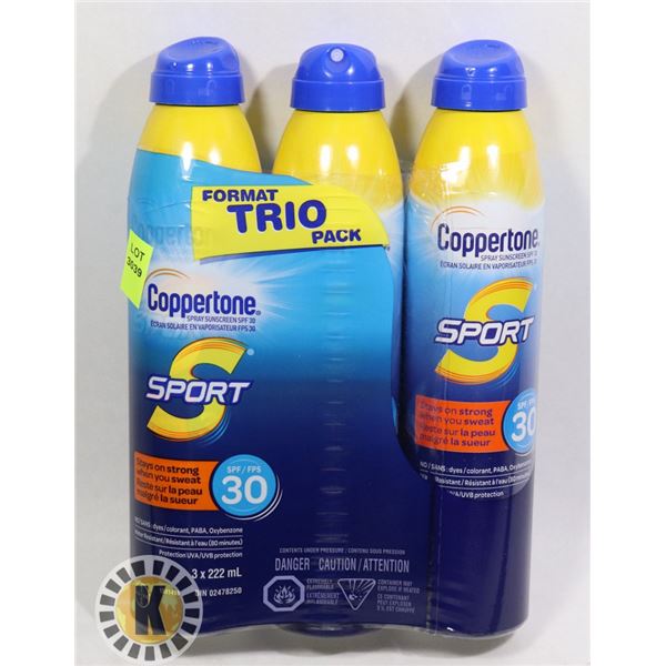 NEW THREE PACK OF COPPERTONE SPORT SPF 30 SPRAY