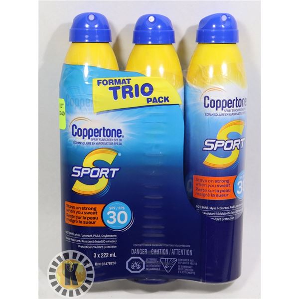 NEW THREE PACK OF COPPERTONE SPORT SPF 30 SPRAY