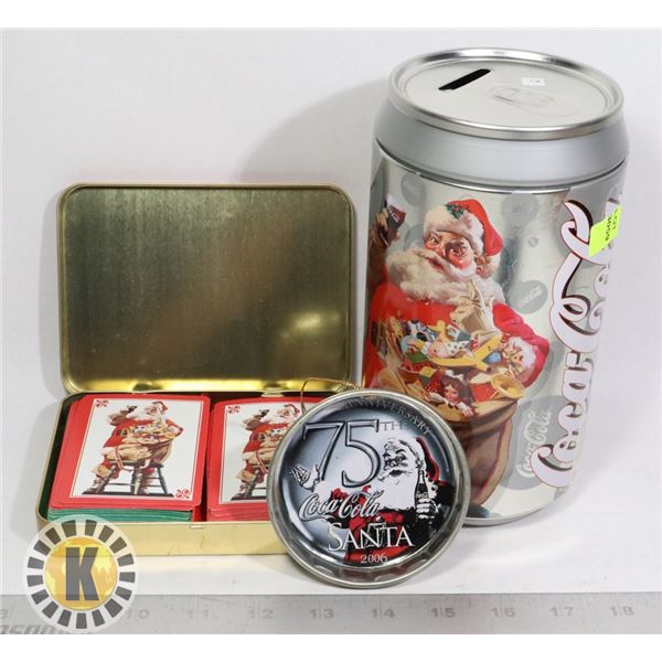 BUNDLE OF COCA COLA COLLECTIBLES INCLUDING COIN