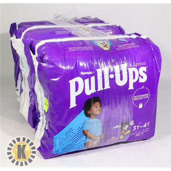 3 BAGS OF HUGGIES PULL UPS BOYS SIZE 3T-4T