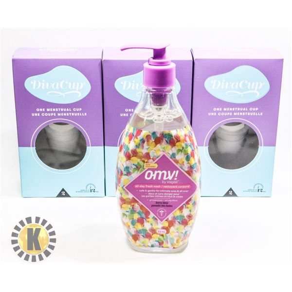 BAG OF DIVA CUP AND OMV! FRESH WASH
