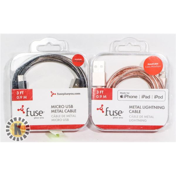 BUNDLE OF 2 3FT LIGHTNING CABLE