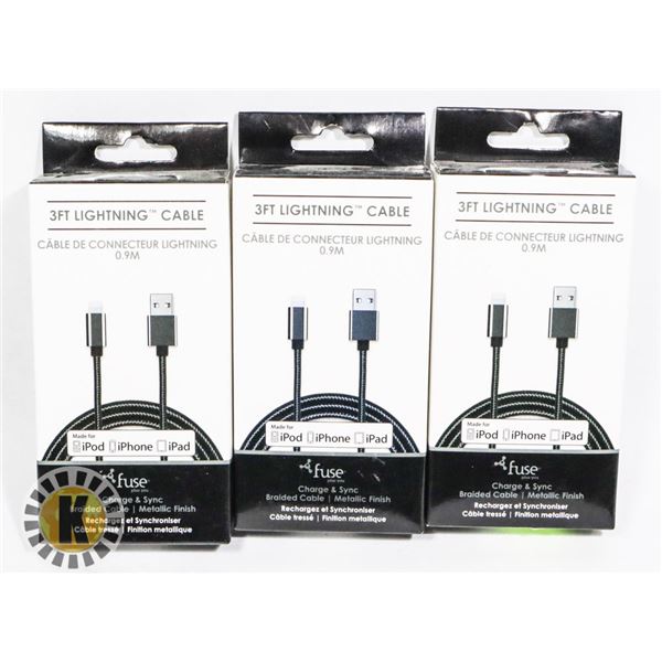 BUNDLE OF 3 FUSE 3FT LIGHTING CABLE